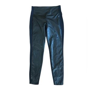Athleta Delancey Shine Tight Mixed‎ Media Vegan Leather Leggings Black Medium